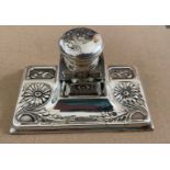 Antique Silver Plated Inkstand and Inkwell - 130mm x 75mm x 70mm.