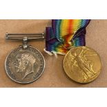 WW1 BWM and Victory Pair to a: 37999 PTE.T.CLARK. NORTH'D FUS.