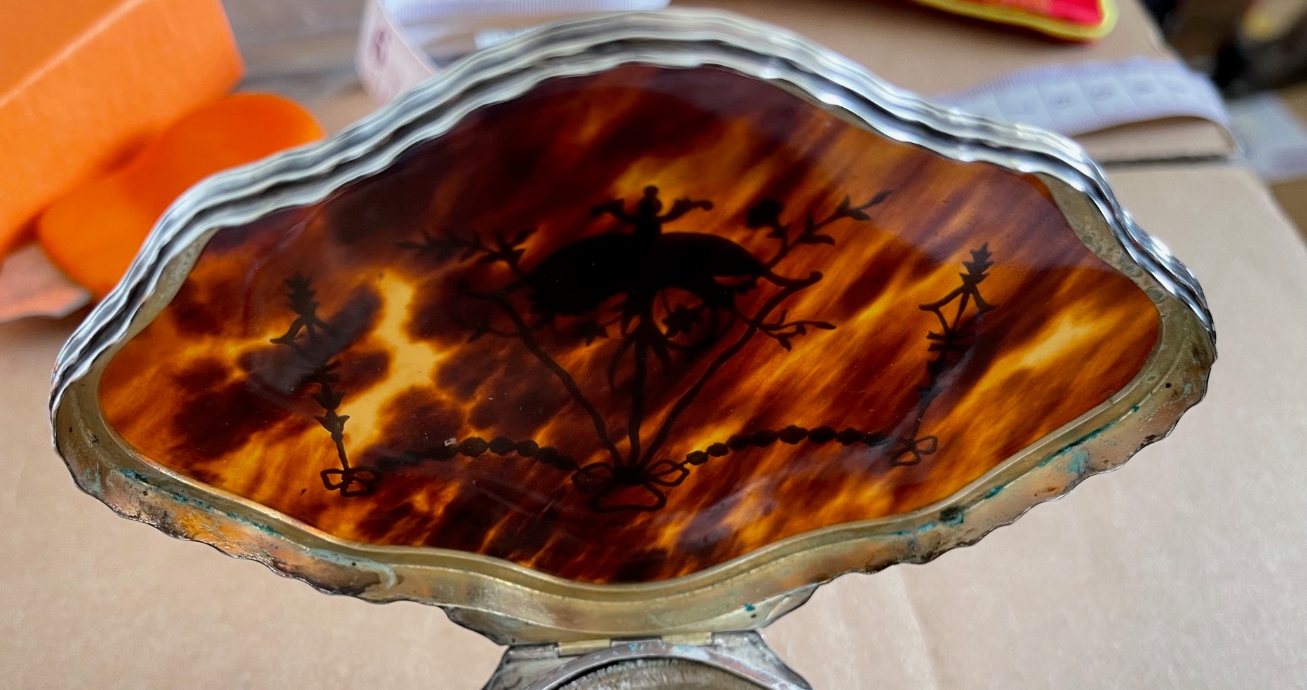 Antique Silver and Tortoiseshell Lidded Box 4 3/4" x 3 1/2" x 1 1/4". - Image 8 of 8