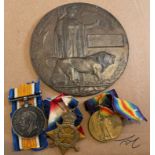 World War Trio and Death Plaque to a 1172PTE.W.G.CRAIGIE. R.SCOTS.