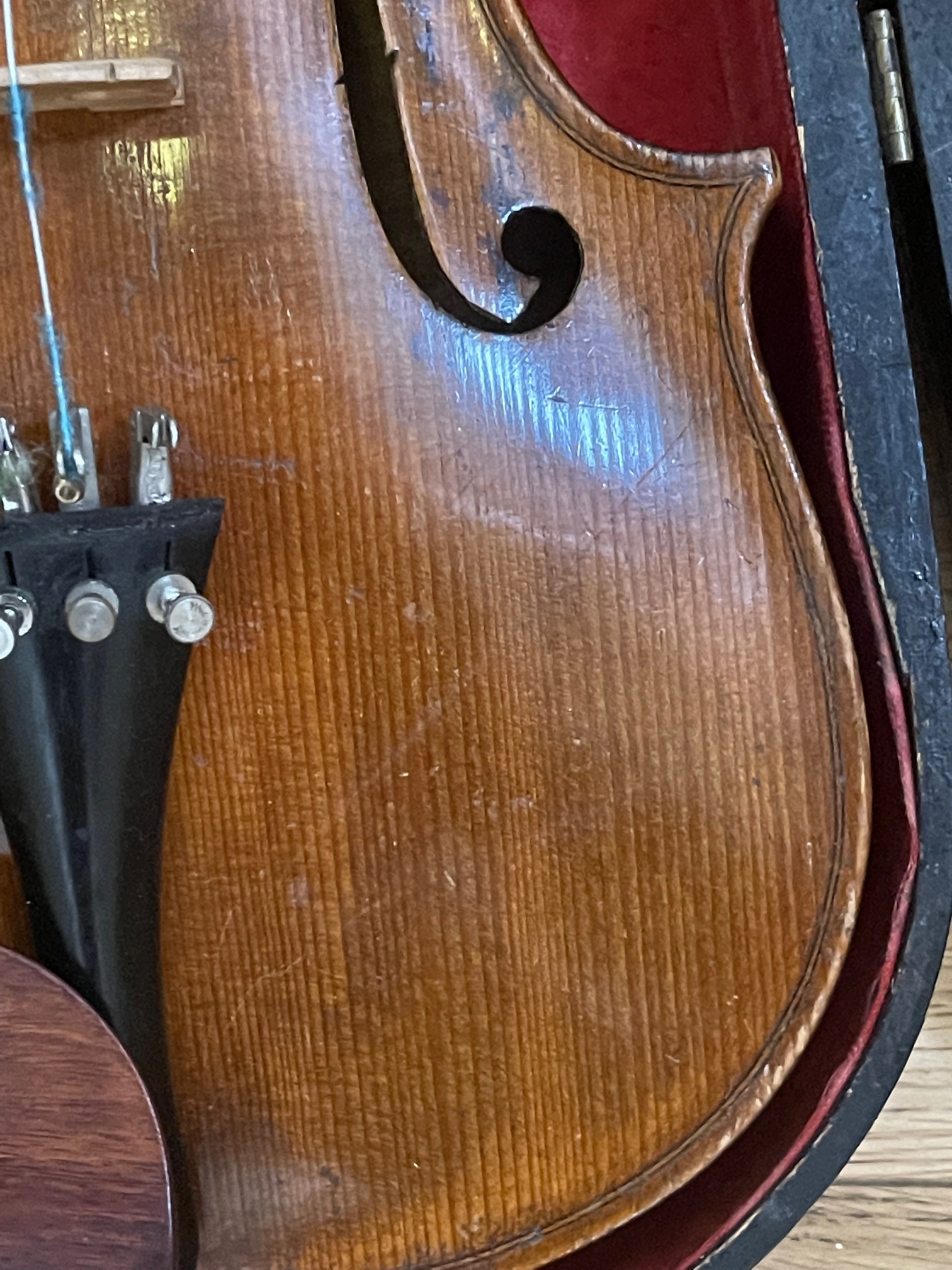 Antique HOPF stamped Violin - 23 1/2" overall with a 14 1/8" back. - Image 4 of 15