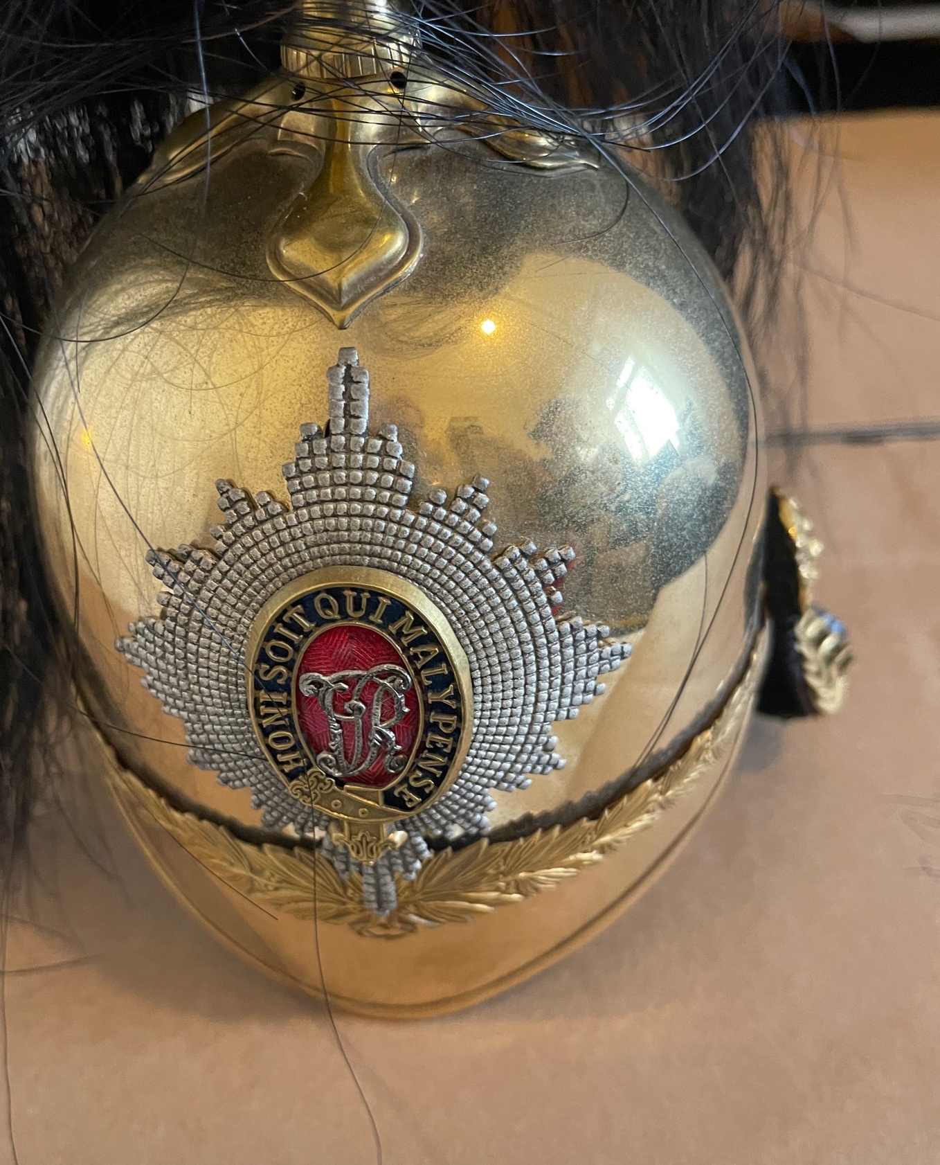 Royal Dragoons Officers Military Helmet - Desk Ornament? - 11" tall and 6 1/2" at widest. - Image 2 of 6