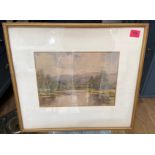 Antique G POPE Landscape Watercolour - actual watercolour 13 5/8" x 9 1/2"