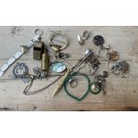 Odd Lot to contain Rettie Aberdeen Clan Badge, Charles Horner Brooch, Silver, Jewellery, Lighter etc