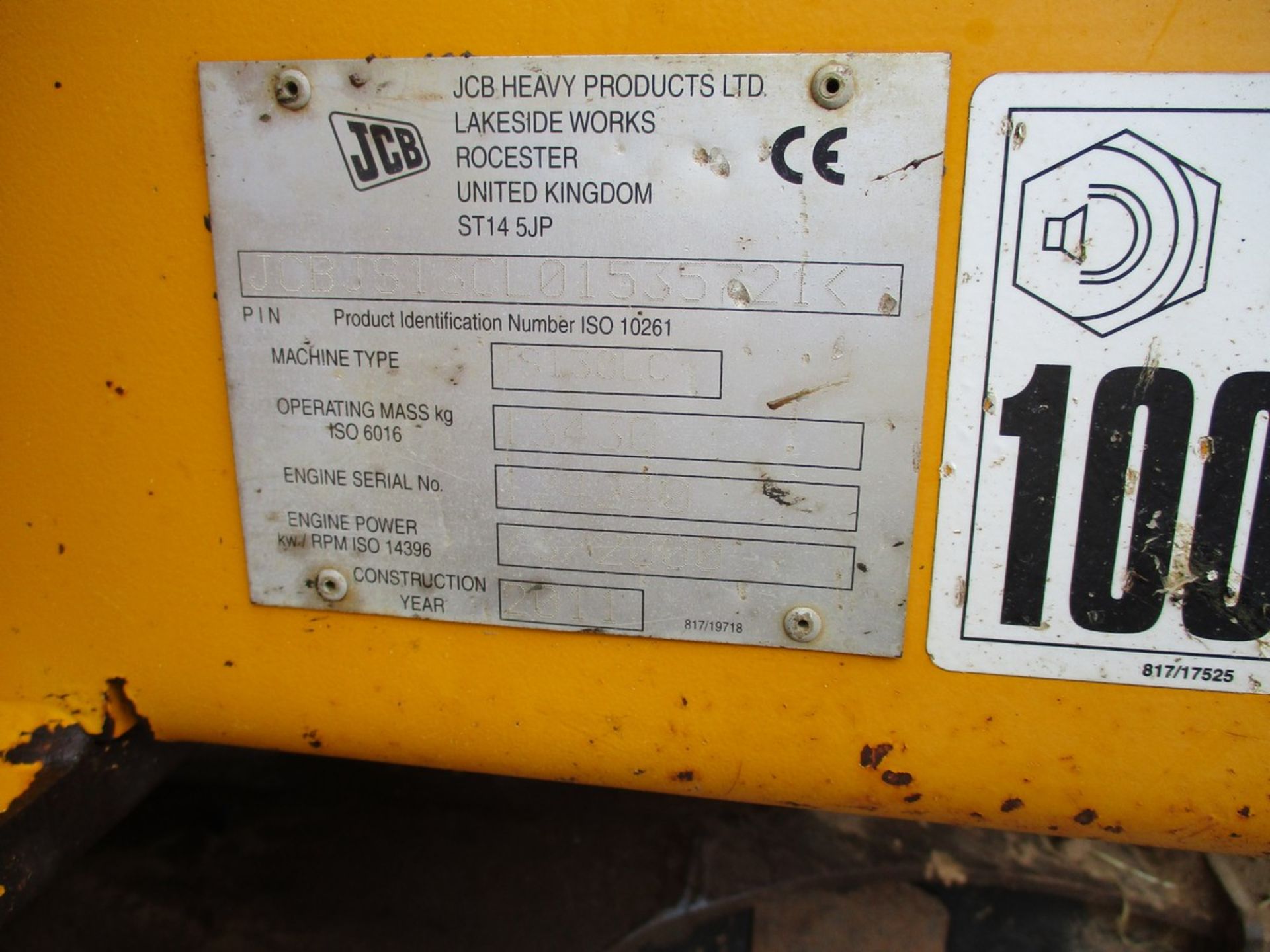 JCB JS130 EXCAVATOR 2011 C/W 1 BUCKET - Image 7 of 8