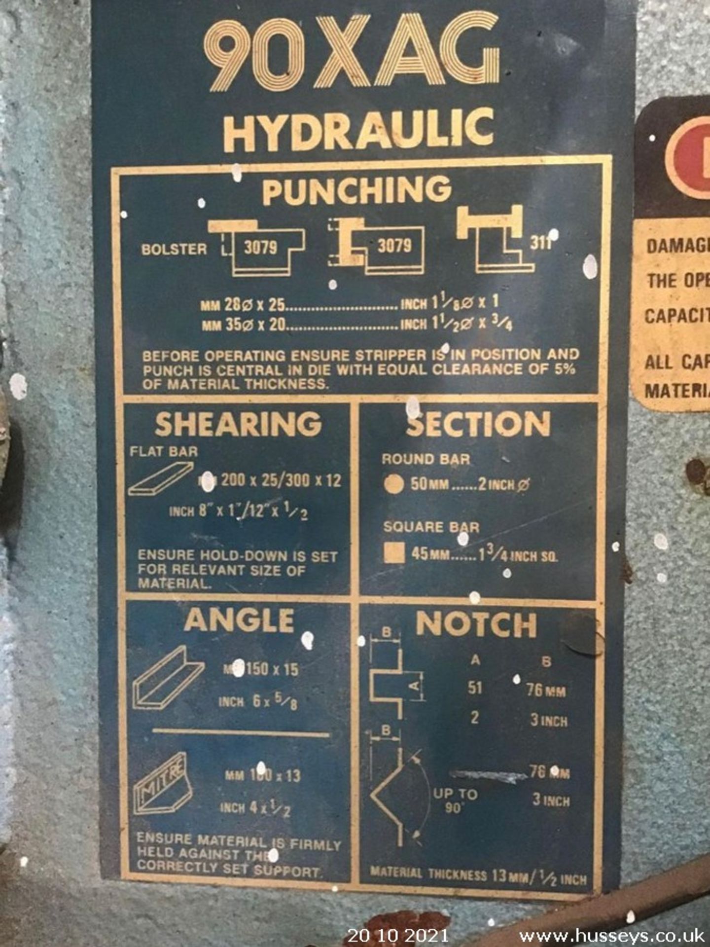 KINGSLAND METAL WORKER HYDRAULIC 90 XAG - Image 7 of 7