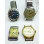 Four gentleman's mechanical wristwatches;-Citizen, Lip, Bentima and Ingersoll