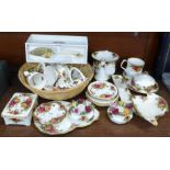 Royal Albert Old Country Roses china including a trinket box, vases, miniature tea service, one
