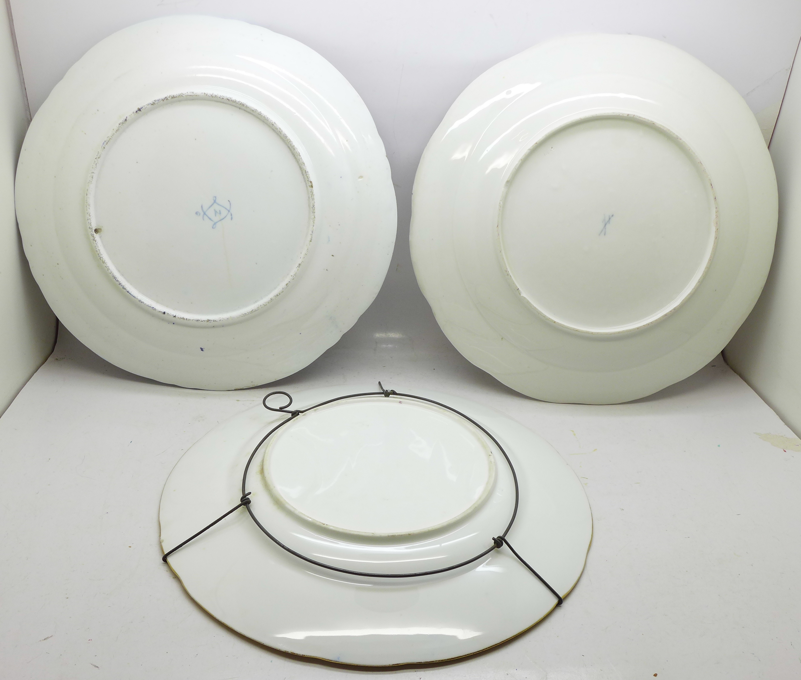 Three cabinet plates, Sevres, (cracked through the centre), Meissen, (chipped on the rim and - Image 5 of 7