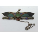 An Egyptian revival vulture brooch, 55mm