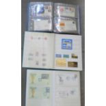 Stamps; three stockbooks of themed stamps and covers, football, GB locals, and stamp exhibitions