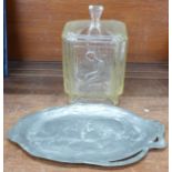 A WMF Art Nouveau dish and a glass biscuit barrel