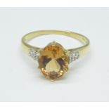 A 9ct gold, scapolite and zircon ring, with certificate, 2.4g, U