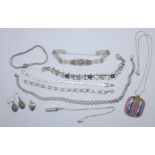 A collection of silver and white metal jewellery, some a/f