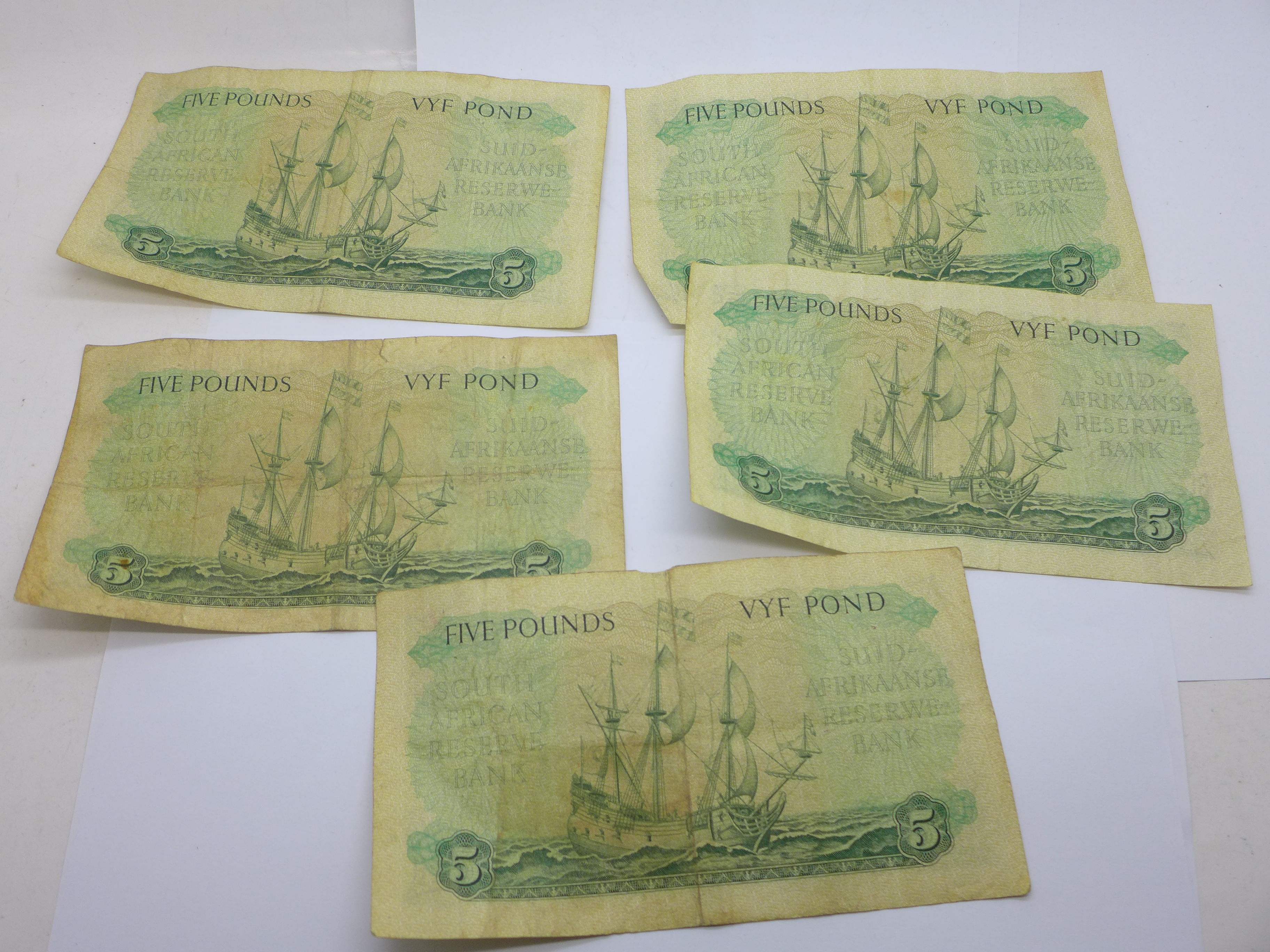 Five 1950's South African Reserve Bank notes - Bild 2 aus 2