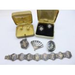 Siam silver jewellery, a pair of cufflinks and a pair of earrings