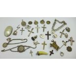 Cross pendants, coin charms, etc.