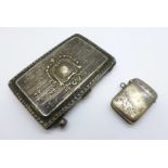 A silver vesta case, Birmingham 1901, and a silver case, case dented, 88g