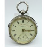 A silver cased pocket watch with key, J.G. Graves, Sheffield, the case hallmarked Chester 1901