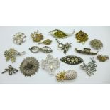 A collection of eighteen brooches, (ten a/f, lacking pins or stones)