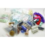 A collection of jewellery components including findings, crystals, semi precious stones, beads,