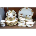 Royal Albert Old Country Roses dinner service, eight setting, eight tea cups, nine saucers, sixty