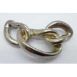 A large .925 silver studio brooch, (with two chain loops for wearing as a necklace), 24g, 87mm