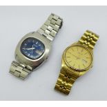 Two gentleman's Seiko day date wristwatches, one automatic and one quartz