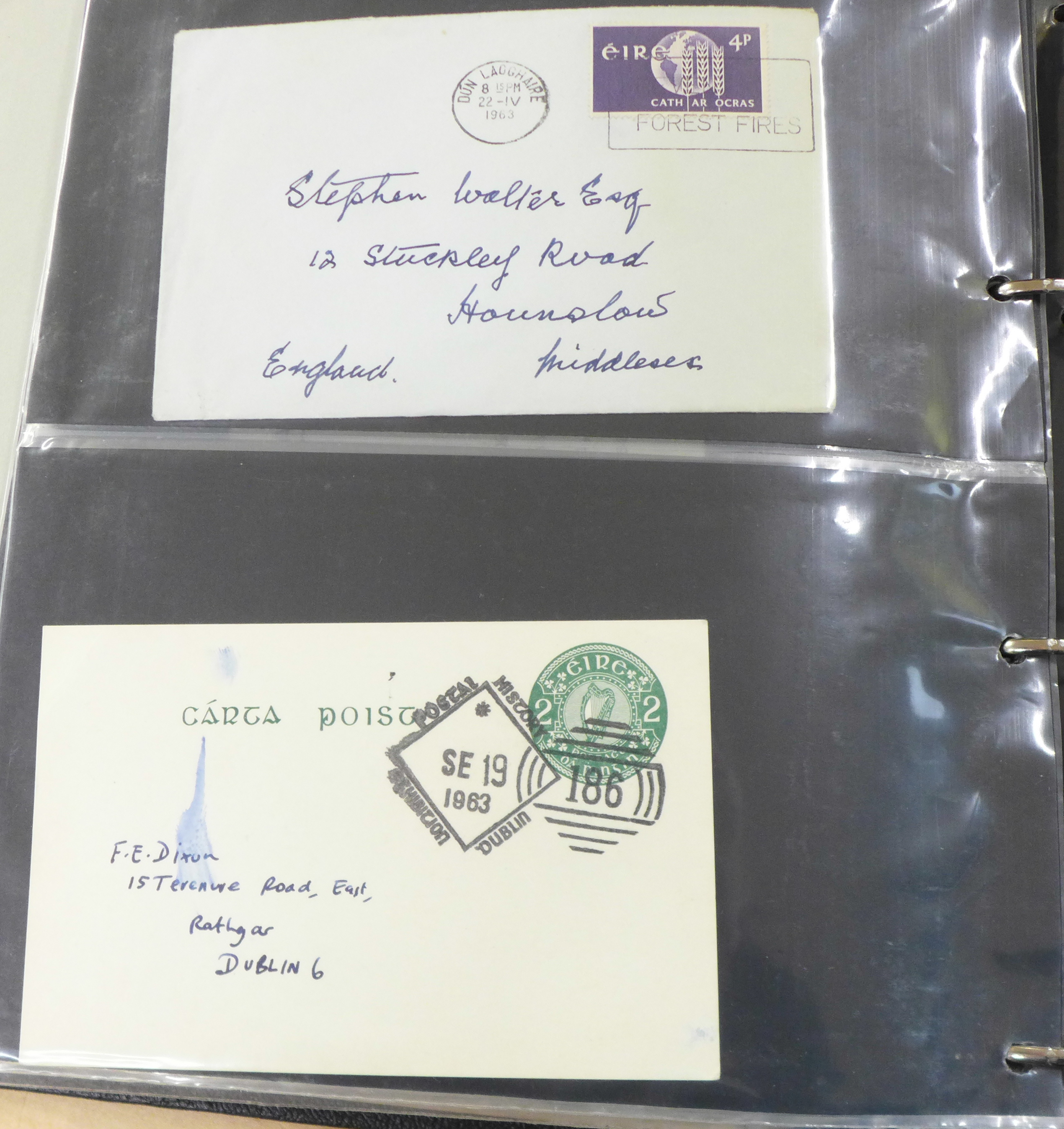 Stamps; Ireland postal history, postal stationery and first day covers in album, includes First - Image 6 of 9