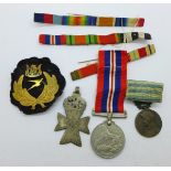 A French medal marked Orient, medal ribbon bars, a cross medal/pendant, etc.