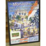 A large A1 poster, 1997 Monaco Grand Prix with mounted signed picture of winner Michael Schumacher