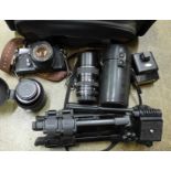 Cameras;-Ricoh KR-10 camera, Rikenon 50mm f1.2 XR Rikenon 28mm f2.8 XR Rikenon f4 70-150mm lenses,