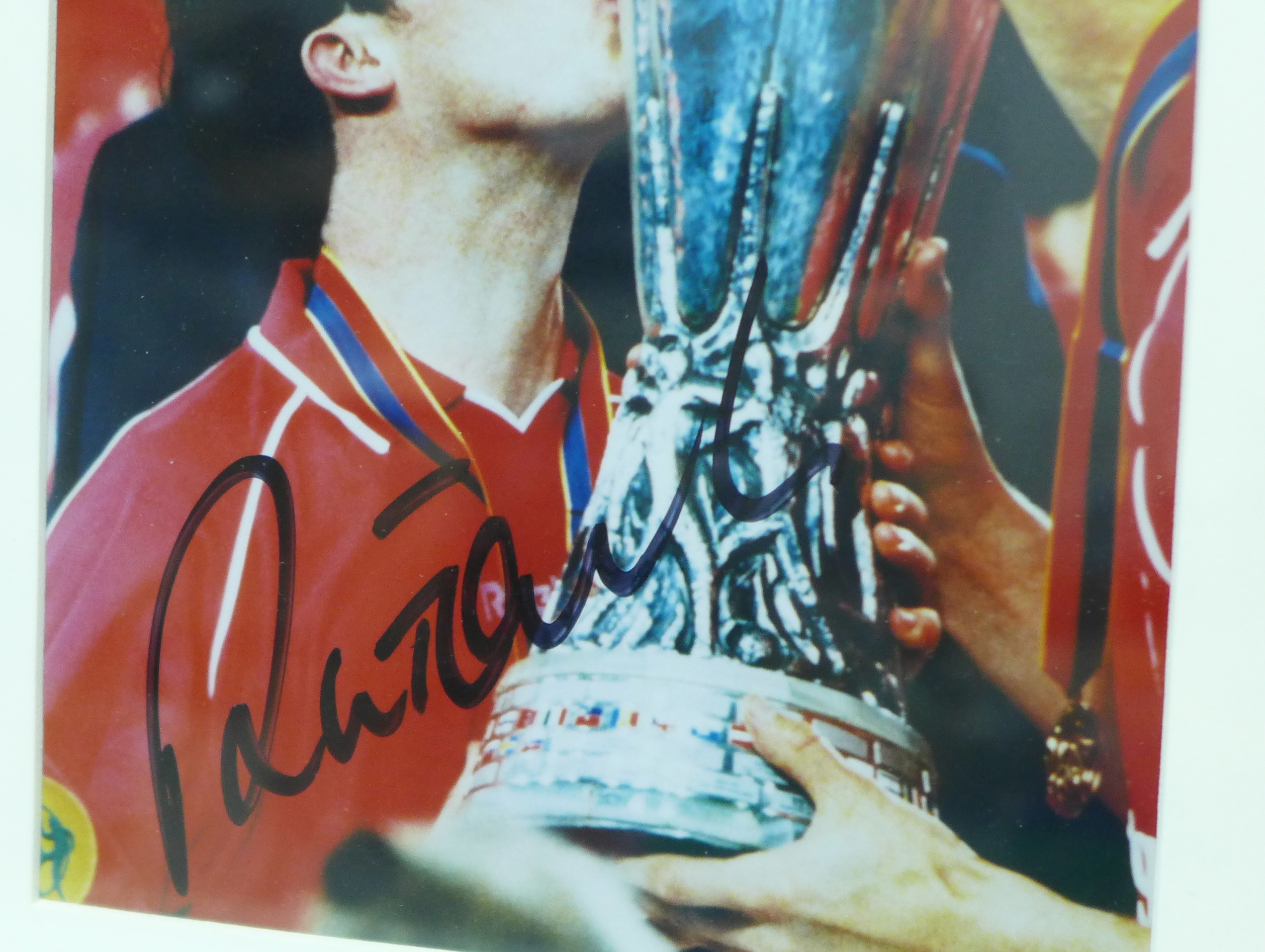 A framed signed photograph of Robbie Fowler with UEFA Cup - Image 2 of 2