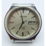 A gentleman's Citizen Seven Star V2 25 jewels automatic wristwatch, dated 1974, (personalised case