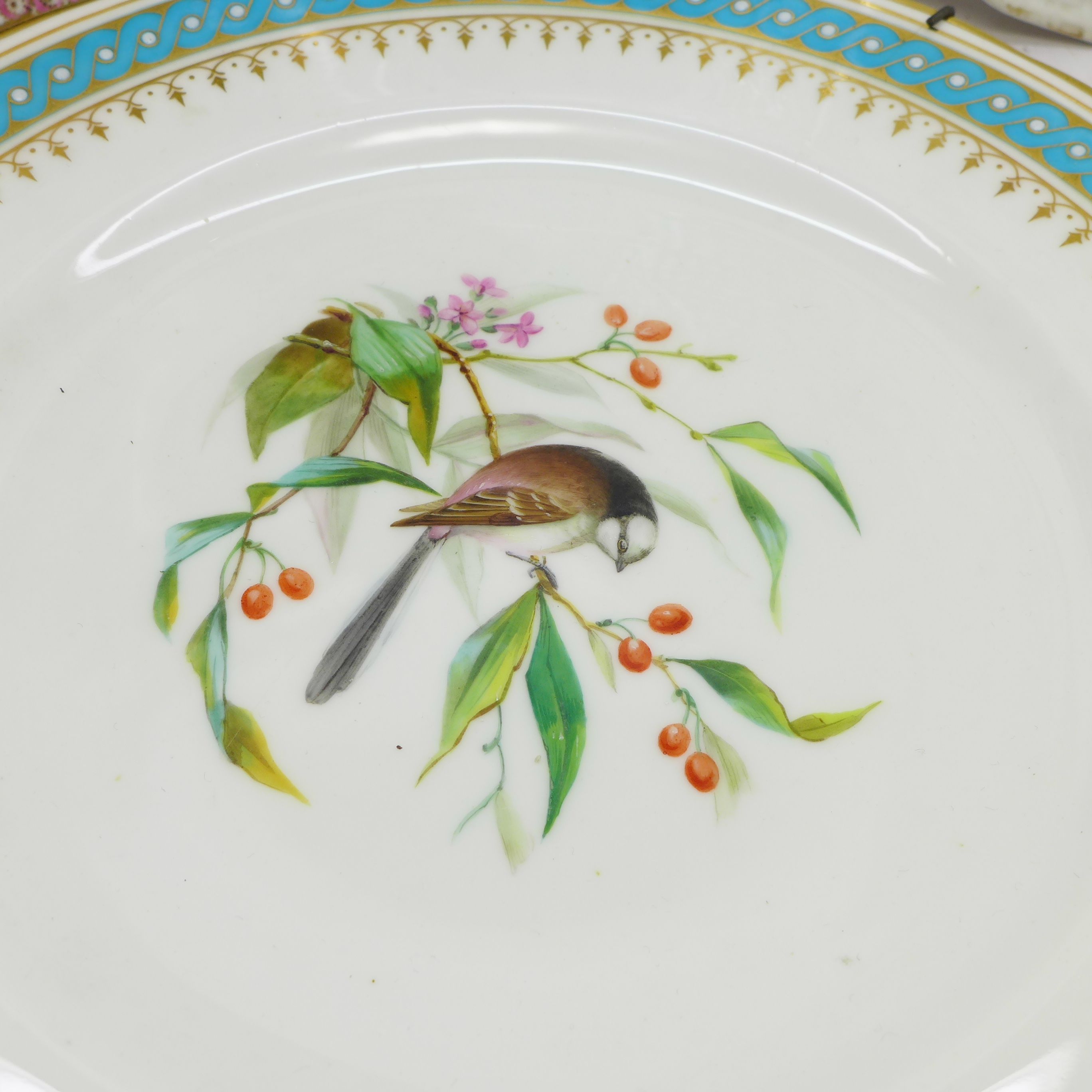 Three cabinet plates, Sevres, (cracked through the centre), Meissen, (chipped on the rim and - Image 3 of 7