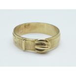 A 9ct gold buckle ring, 3.2g, O