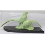 An Art Deco ceramic pheasant figure group, with shaped end, length 49cm