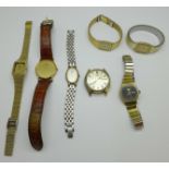 Seven Seiko wristwatches including Grand Seiko Diashock automatic 6246-9010T AD, case scratched