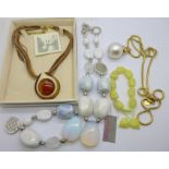 A Dyrberg/Kern necklace and matching bracelet, a Murano glass necklace, an Anne Klein necklace and a