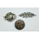 Three silver brooches