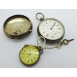 A silver outer pocket watch case for a pair cased verge, hallmarked London 1806, a silver Waltham