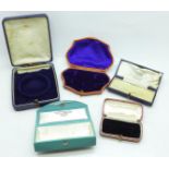 Five vintage jewellery boxes