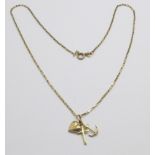 A 9ct gold pendant and chain, 2.5g, 36cm