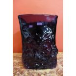 A Whitefriars style purple glass vase, manner of Geoffrey Baxter