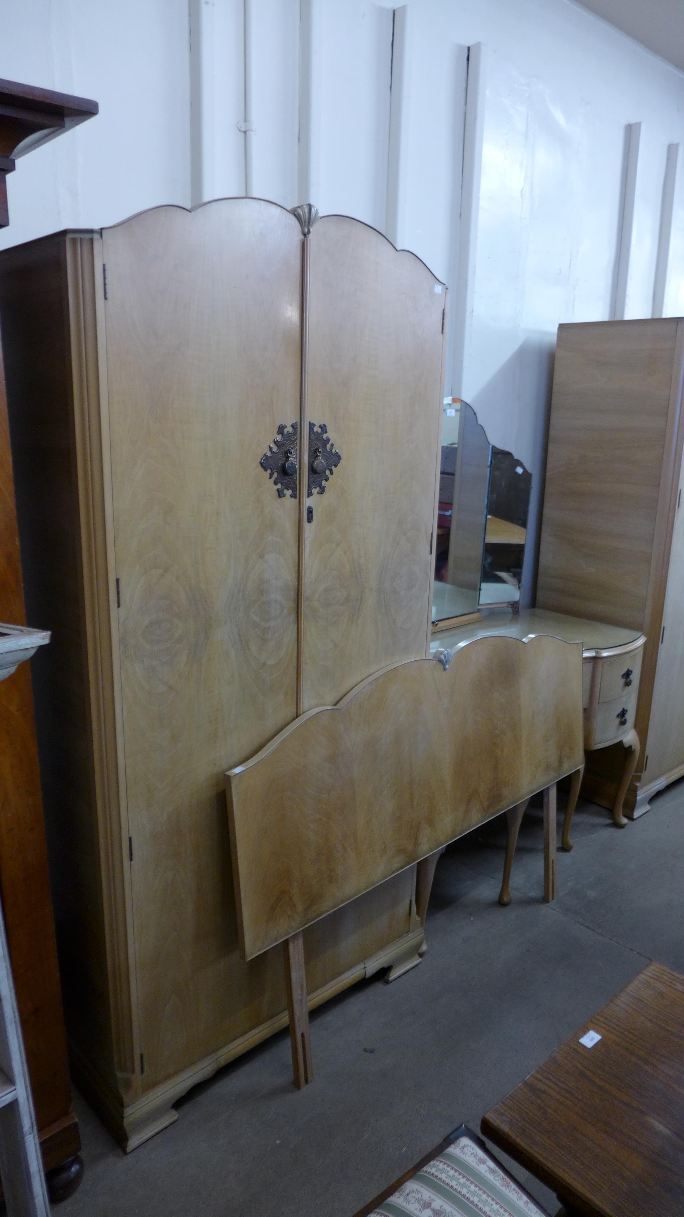 A bleached walnut five piece bedroom suite - Image 2 of 4