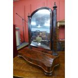 A Victorian flame figured toilet mirror, 86cms h