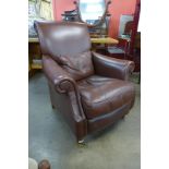 A brown leather armchair