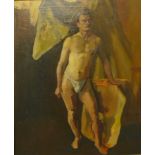 * Murrey, full portrait of a partially nude male, oil on canvas, 75 x 62cms, framed