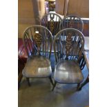 A set of four elm and beech wheelback chairs