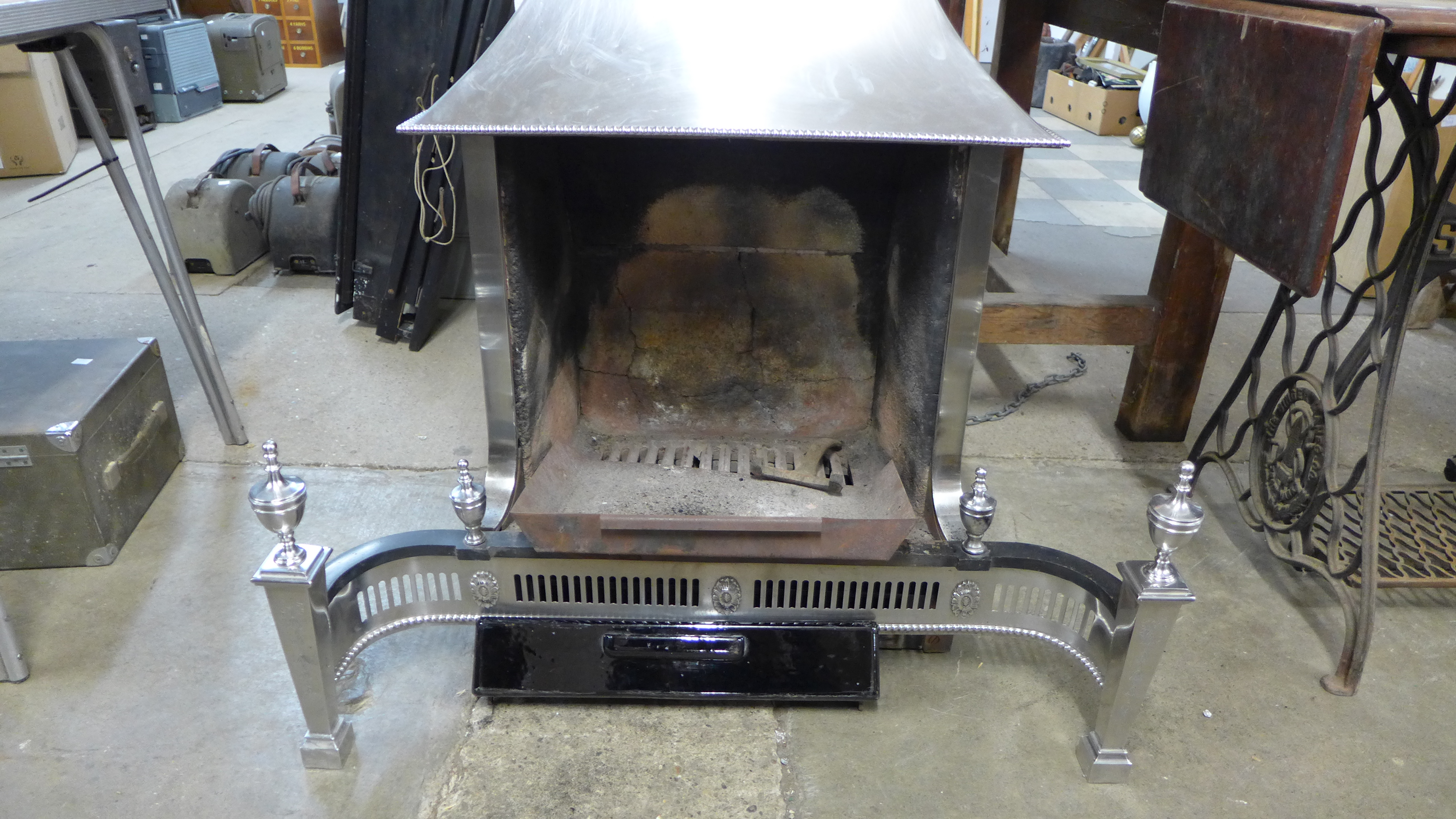 A Georgian style burnished steel fire basket - Image 2 of 2